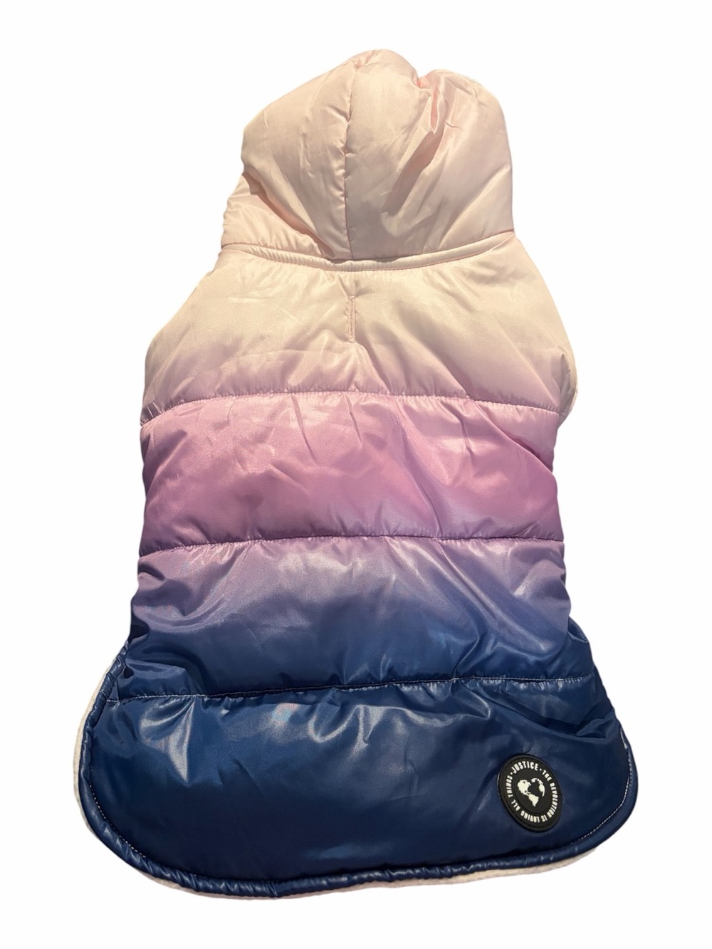 Justice Pet Reversible Puffer Jacket - Ombre Pink/Purple/Blue - Small - NWT